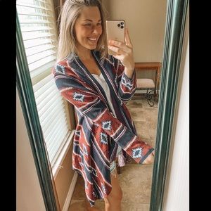 Wrangler Long Sleeve Open Front Aztec Cardigan